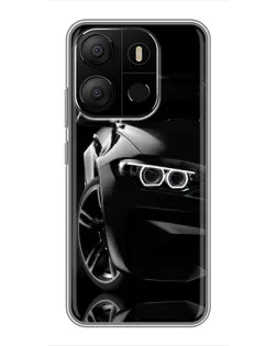Чохол для TECNO Pop 7 з картинкою «Чорна BMW — профіль»