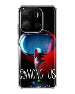 Чехол для TECNO Pop 7 с картинкой «Красный импостер — макро» Чехол для TECNO Pop 7 с картинкой «Красный импостер — макро»