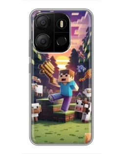 Чехол для TECNO Pop 7 с картинкой «Стив на ферме» Чехол для TECNO Pop 7 с картинкой «Стив на ферме»