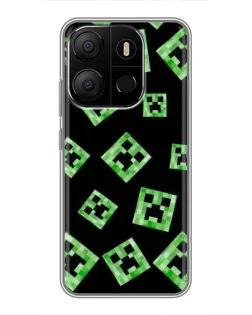 Чехол для TECNO Pop 7 с картинкой «Паттерн с криперами» Чехол для TECNO Pop 7 с картинкой «Паттерн с криперами»