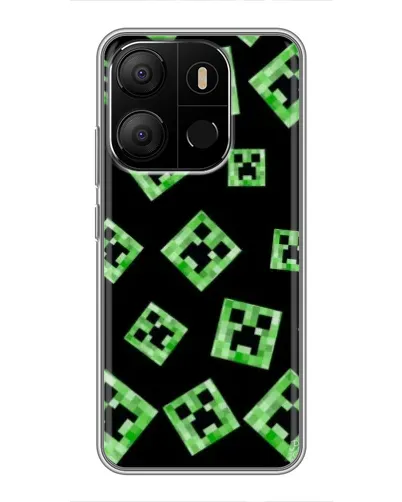 Чехол для TECNO Pop 7 с картинкой «Паттерн с криперами» Чехол для TECNO Pop 7 с картинкой «Паттерн с криперами»