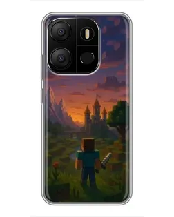 Чехол для TECNO Pop 7 с картинкой «Стив у башни» Чехол для TECNO Pop 7 с картинкой «Стив у башни»