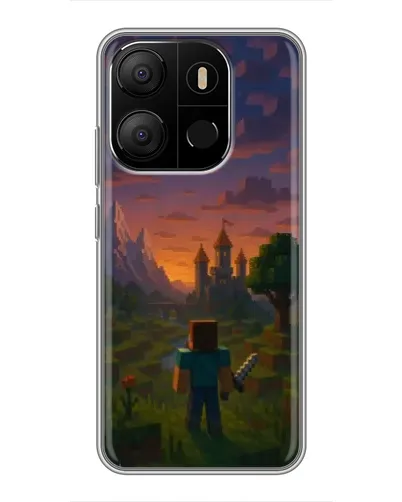 Чехол для TECNO Pop 7 с картинкой «Стив у башни» Чехол для TECNO Pop 7 с картинкой «Стив у башни»