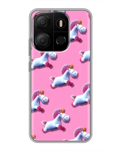 Чехол для TECNO Pop 7 с картинкой «Единороги на розовом»