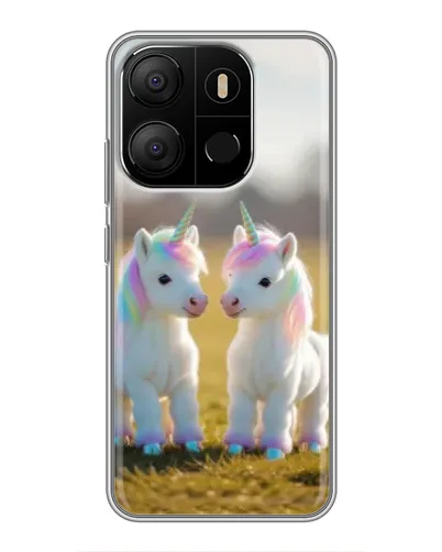 Чехол для TECNO Pop 7 с картинкой «Пара единорогов»