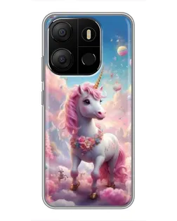 Чехол для TECNO Pop 7 с картинкой «Единорог среди облаков»