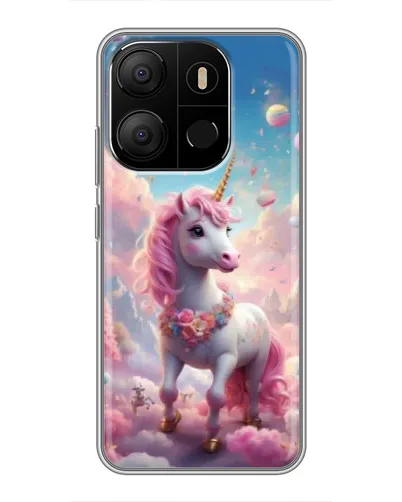 Чехол для TECNO Pop 7 с картинкой «Единорог среди облаков»
