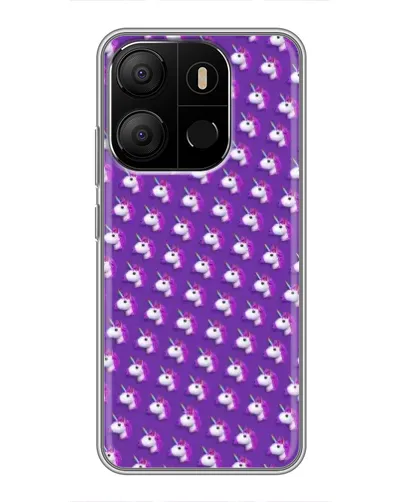 Чехол для TECNO Pop 7 с картинкой «Единороги на фиолетовом»
