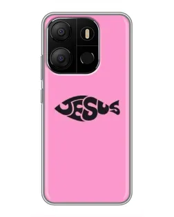 Чохол для TECNO Pop 7 з картинкою «Рожевий символ Jesus»
