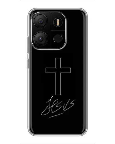 Чехол для TECNO Pop 7 с картинкой «Графический крест Jesus» Чехол для TECNO Pop 7 с картинкой «Графический крест Jesus»