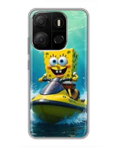 Чехол для TECNO Pop 7 с картинкой «Спанч Боб на гидроцикле»