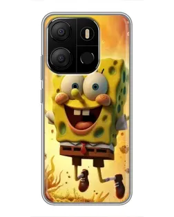Чехол для TECNO Pop 7 с картинкой «Губка Боб прыгает» Чехол для TECNO Pop 7 с картинкой «Губка Боб прыгает»