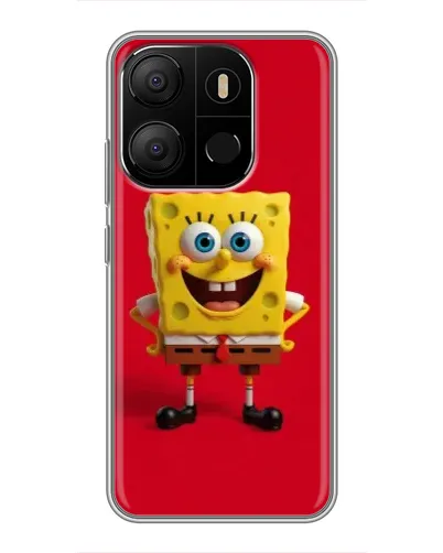 Чехол для TECNO Pop 7 с картинкой «Спанч Боб на красном»