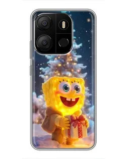 Чехол для TECNO Pop 7 с картинкой «Рождественский Спанч Боб» Чехол для TECNO Pop 7 с картинкой «Рождественский Спанч Боб»