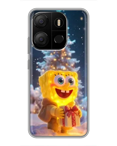 Чехол для TECNO Pop 7 с картинкой «Рождественский Спанч Боб»
