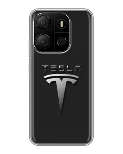 Чохол для TECNO Pop 7 з картинкою «Сталевий логотип Tesla»