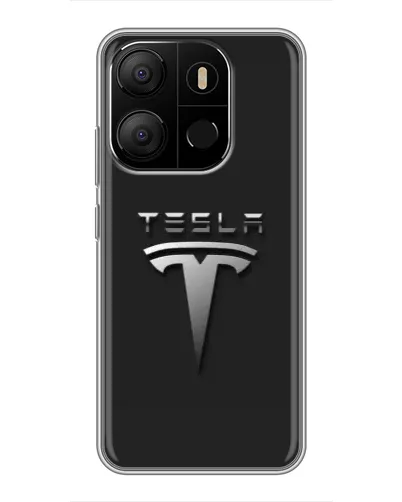 Чохол для TECNO Pop 7 з картинкою «Сталевий логотип Tesla»