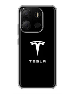 Чохол для TECNO Pop 7 з картинкою «Tesla White Logo»