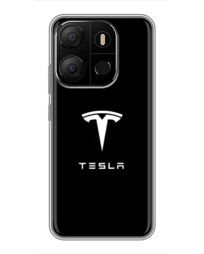 Чохол для TECNO Pop 7 з картинкою «Tesla White Logo»