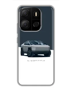 Чохол для TECNO Pop 7 з картинкою «Сріблястий Cybertruck Tesla»