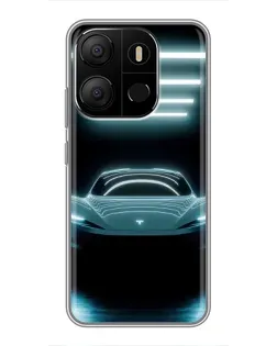 Чохол для TECNO Pop 7 з картинкою «Tesla в неоні»