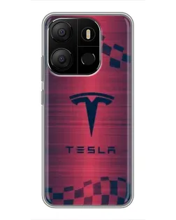 Чохол для TECNO Pop 7 з картинкою «Тесла червоний карбон»
