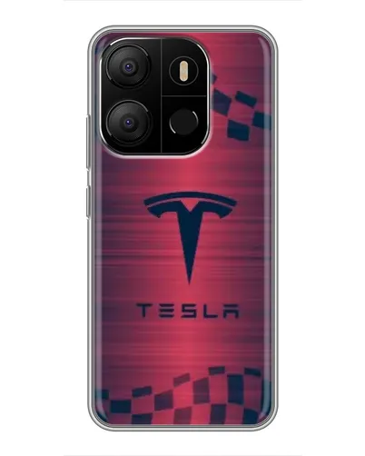 Чохол для TECNO Pop 7 з картинкою «Тесла червоний карбон»