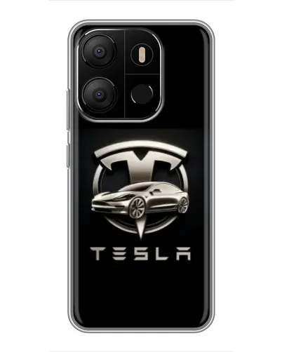 Чохол для TECNO Pop 7 з картинкою «Tesla — срібне авто»