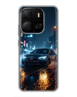 Чохол для TECNO Pop 7 з картинкою «Нічне місто та Audi»