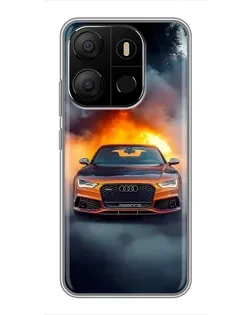 Чохол для TECNO Pop 7 з картинкою «Audi у вогняному диму»