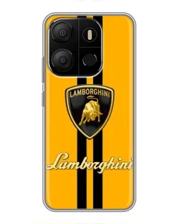Чохол для TECNO Pop 7 з картинкою «Lamborghini Stripe жовтий»