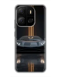 Чохол для TECNO Pop 7 з картинкою «Lamborghini золоті лінії»