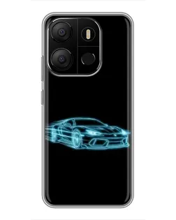 Чехол для TECNO Pop 7 с картинкой «Неоновый контур Lamborghini» Чехол для TECNO Pop 7 с картинкой «Неоновый контур Lamborghini»