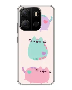 Чохол для TECNO Pop 7 з картинкою «Pusheen тріо»