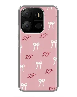 Чехол для TECNO Pop 7 с картинкой «Сердца и банты» Чехол для TECNO Pop 7 с картинкой «Сердца и банты»