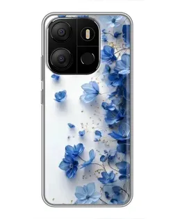 Чехол для TECNO Pop 7 с картинкой «Голубой цветочный каскад» Чехол для TECNO Pop 7 с картинкой «Голубой цветочный каскад»