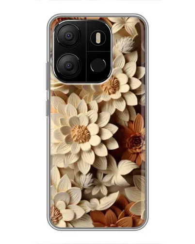 Чехол для TECNO Pop 7 с картинкой «Бежевый флористический декор»