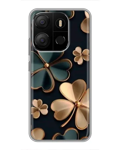 Чехол для TECNO Pop 7 с картинкой «Клевер в золоте»