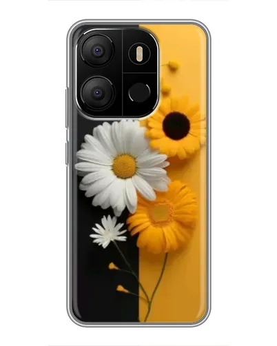 Чехол для TECNO Pop 7 с картинкой «Подсолнух и ромашка»