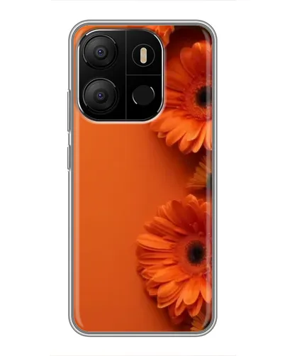 Чехол для TECNO Pop 7 с картинкой «Оранжевые герберы»
