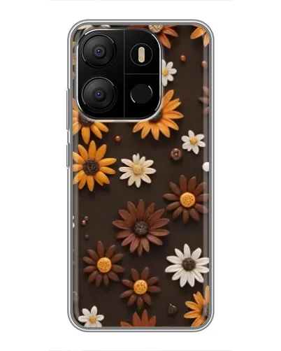 Чехол для TECNO Pop 7 с картинкой «Узор из маленьких подсолнухов»