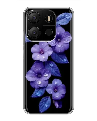 Чехол для TECNO Pop 7 с картинкой «Фиолетовые цветы с росою»