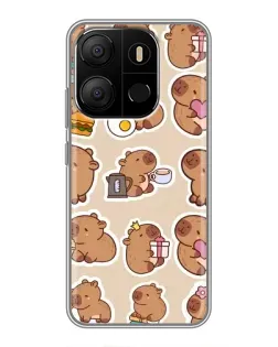 Чехол для TECNO Pop 7 с картинкой «Капибары паттерн»