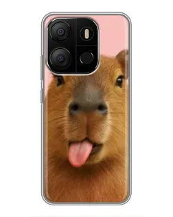 Чехол для TECNO Pop 7 с картинкой «Капибара с языком»