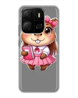 Чехол для TECNO Pop 7 с картинкой «Девочка капибара»