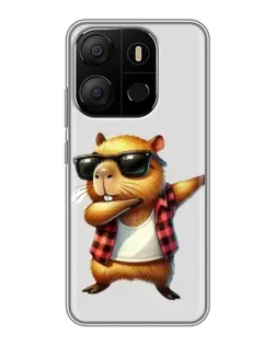 Чехол для TECNO Pop 7 с картинкой «Капибара рэпер даб»