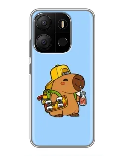 Чехол для TECNO Pop 7 с картинкой «Капибара на скейте»
