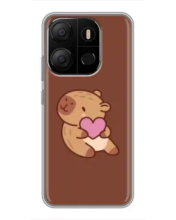 Чехол для TECNO Pop 7 с картинкой «Капибара с сердцем»