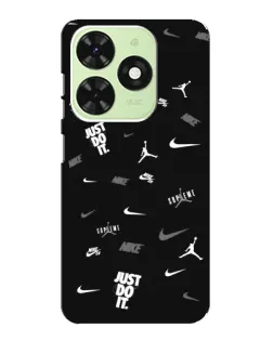 Чехол для TECNO Pop 8 с картинкой «Nike Black Pattern»