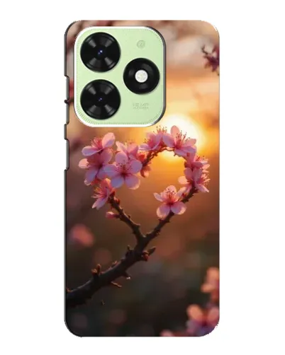 Чехол для TECNO Pop 8 с картинкой «Розовый цвет сердце на фоне заката»